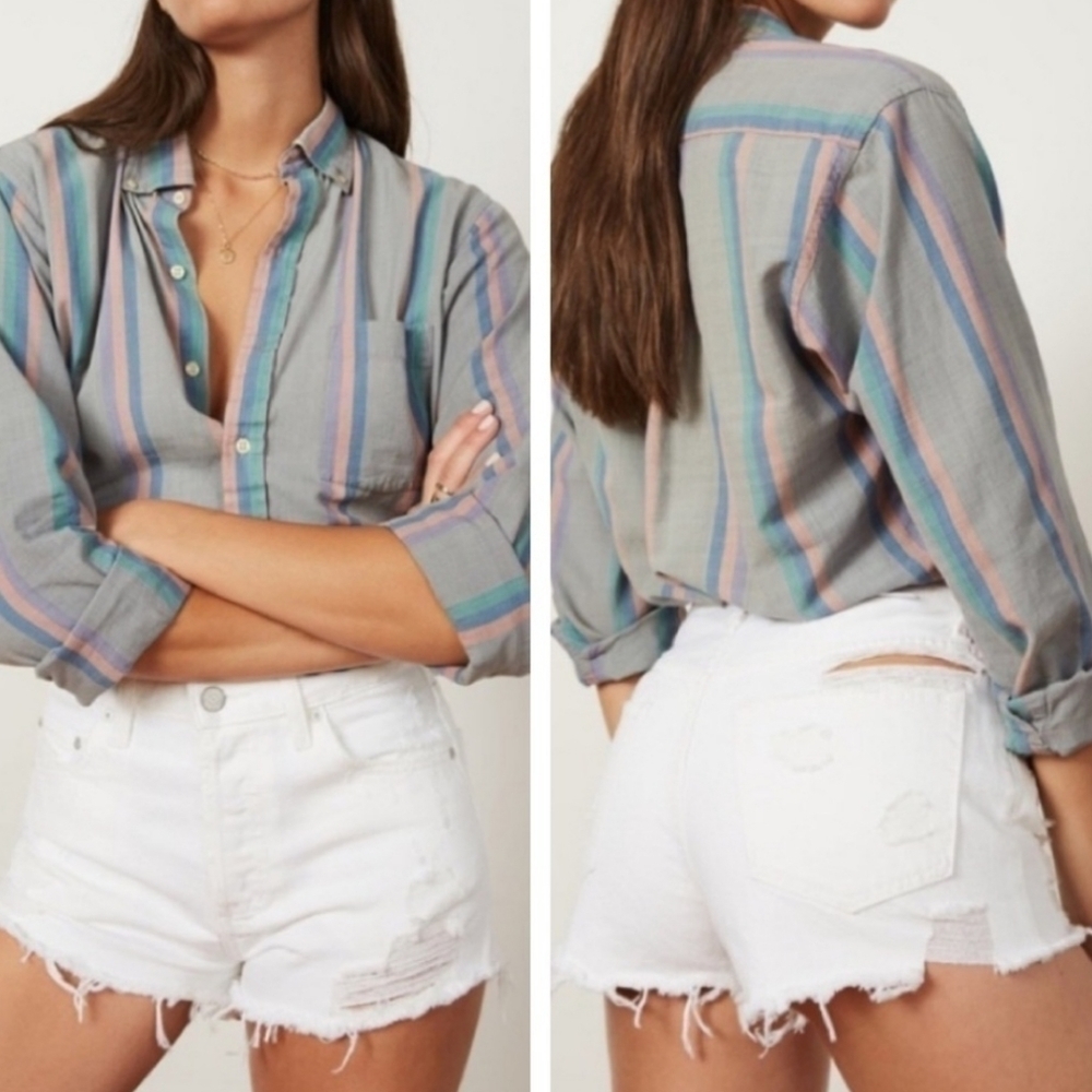 Boyish CODY Distressed High Waist Button Up Shorts 30 - Picture 2 of 10